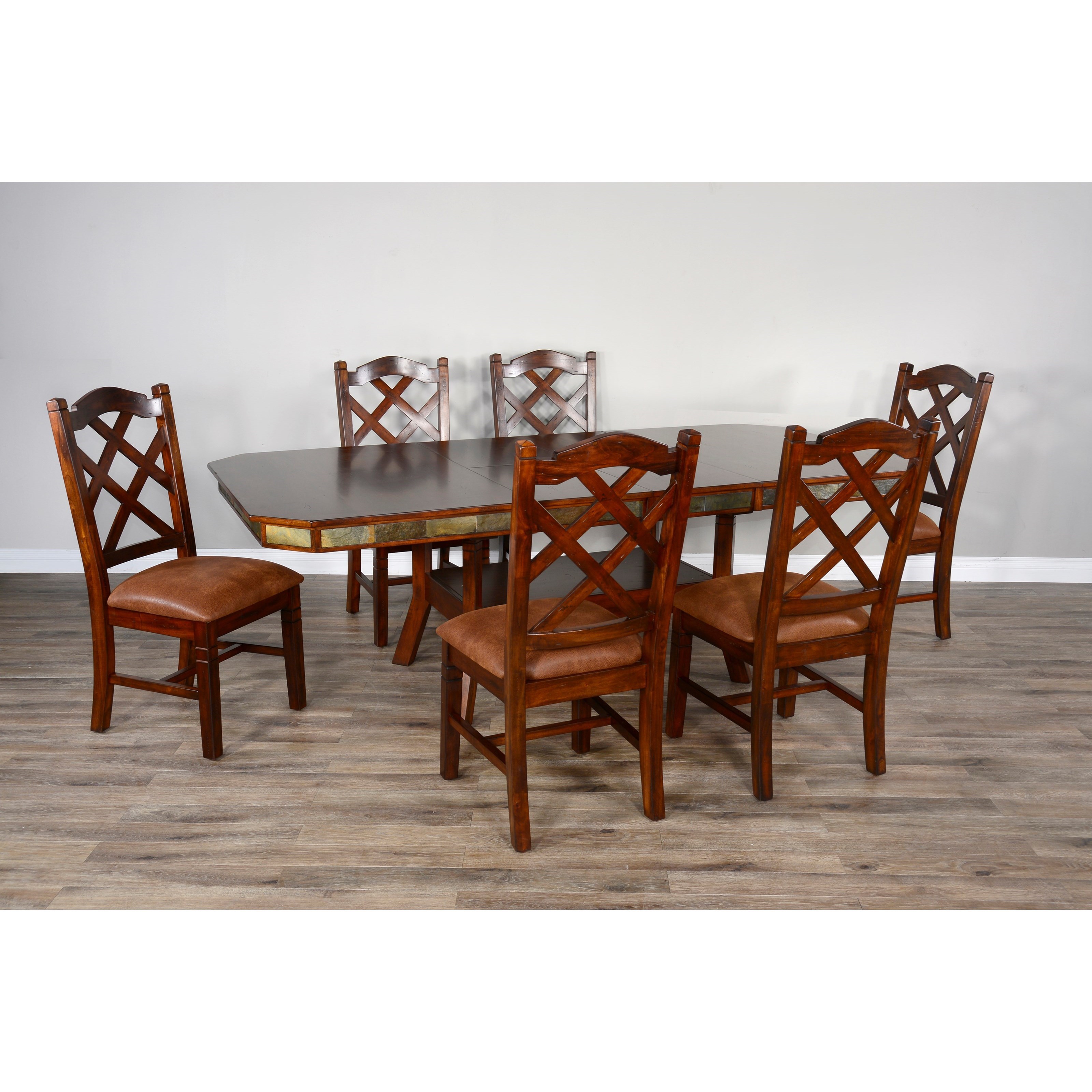 Sunny Designs Santa Fe 2 1151DC2+6x1415 Rustic Dining Set with 6 Side